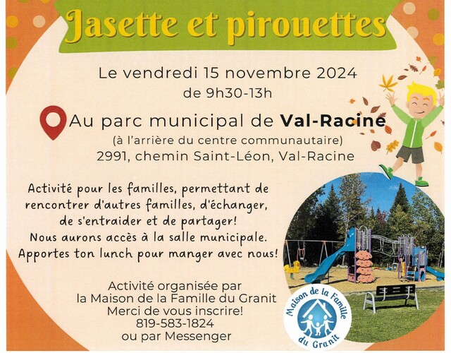 Activité familiales au parc municipal de Val-Racine